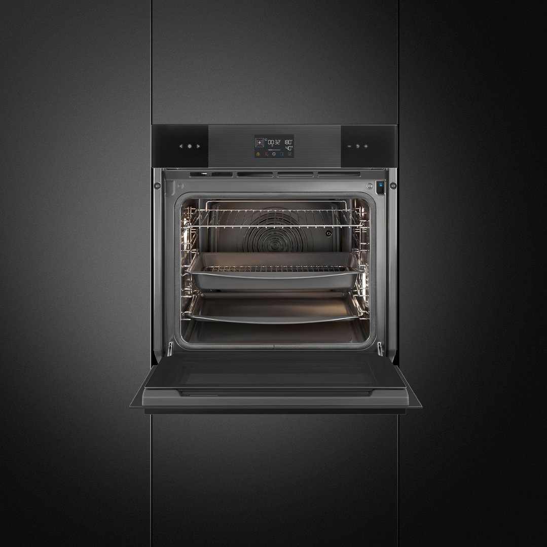 Smeg Linea 60cm Pyro Steam Oven - Pure Black SOPA6102S2PB3
