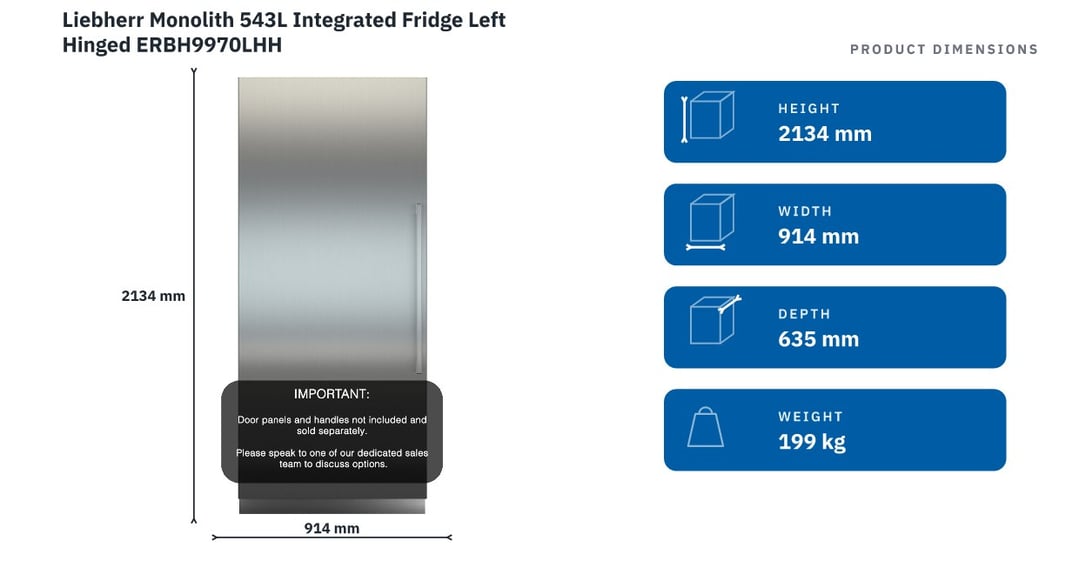 Liebherr Monolith 543L Integrated Fridge Left Hinged ERBH9970LHH