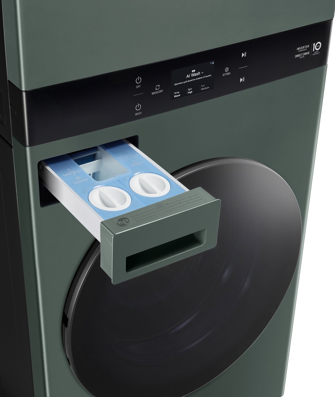 LG AI WashTower™ 19/10kg All-In-One Stacked Washer Dryer - Forest Green WWT-1910FGX
