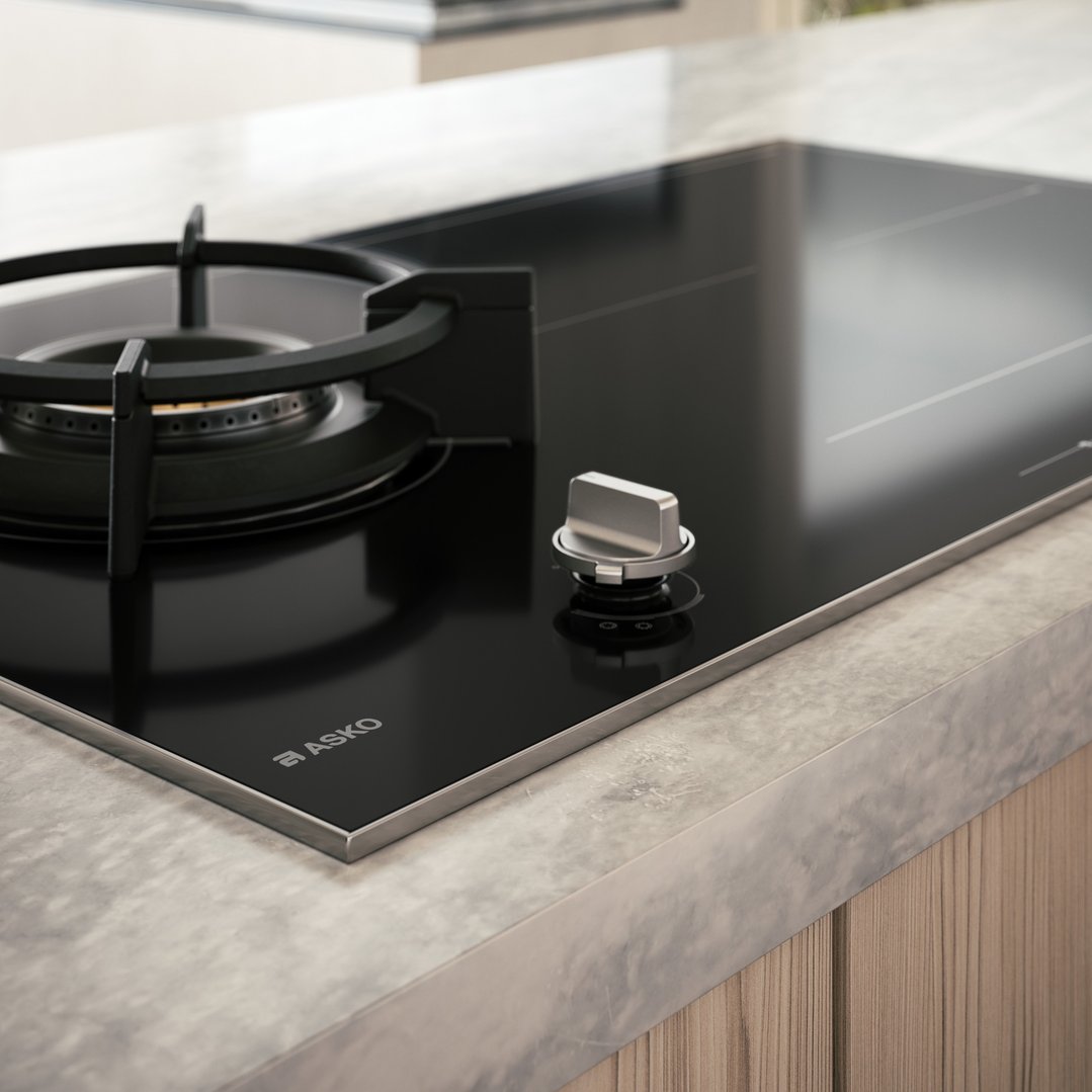 Asko 90cm Duo Fusion Combined Gas & Induction Cooktop - Black HIG89524BGD1
