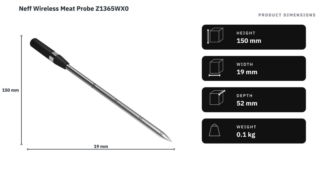 Neff Wireless Meat Probe Z1365WX0 — product dimensions