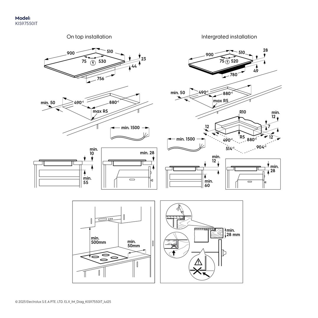 Electrolux 90cm 5 Zone Induction Cooktop with SaphirMatt SE Surface, Matte Black - 800 Series KIS97550IT
