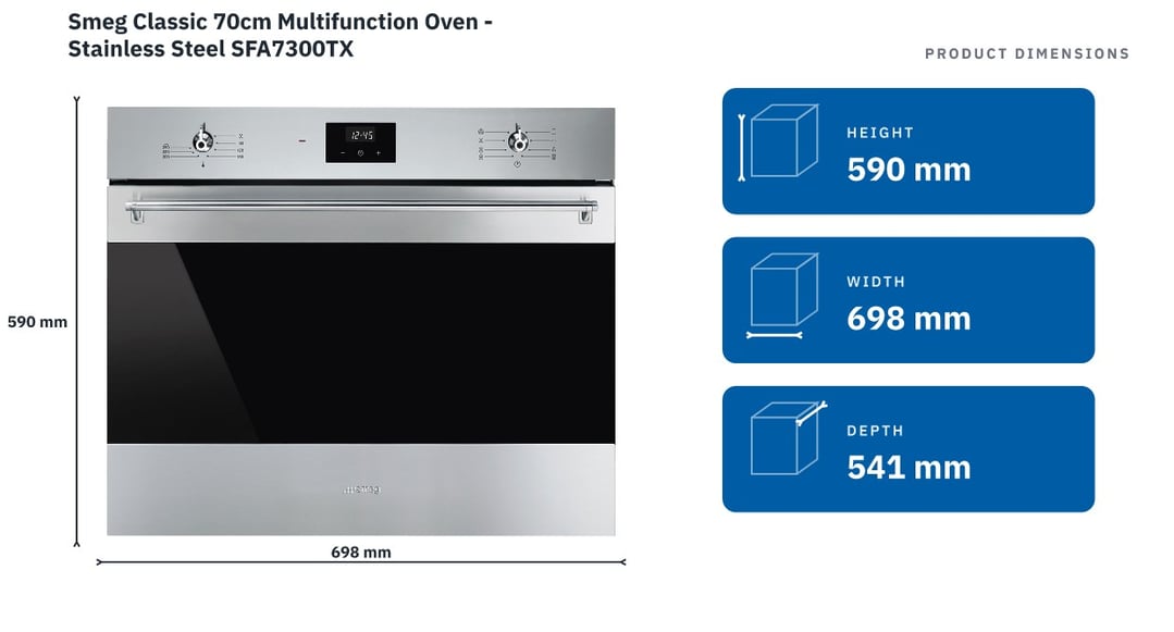 Smeg Classic 70cm Multifunction Oven - Stainless Steel SFA7300TX