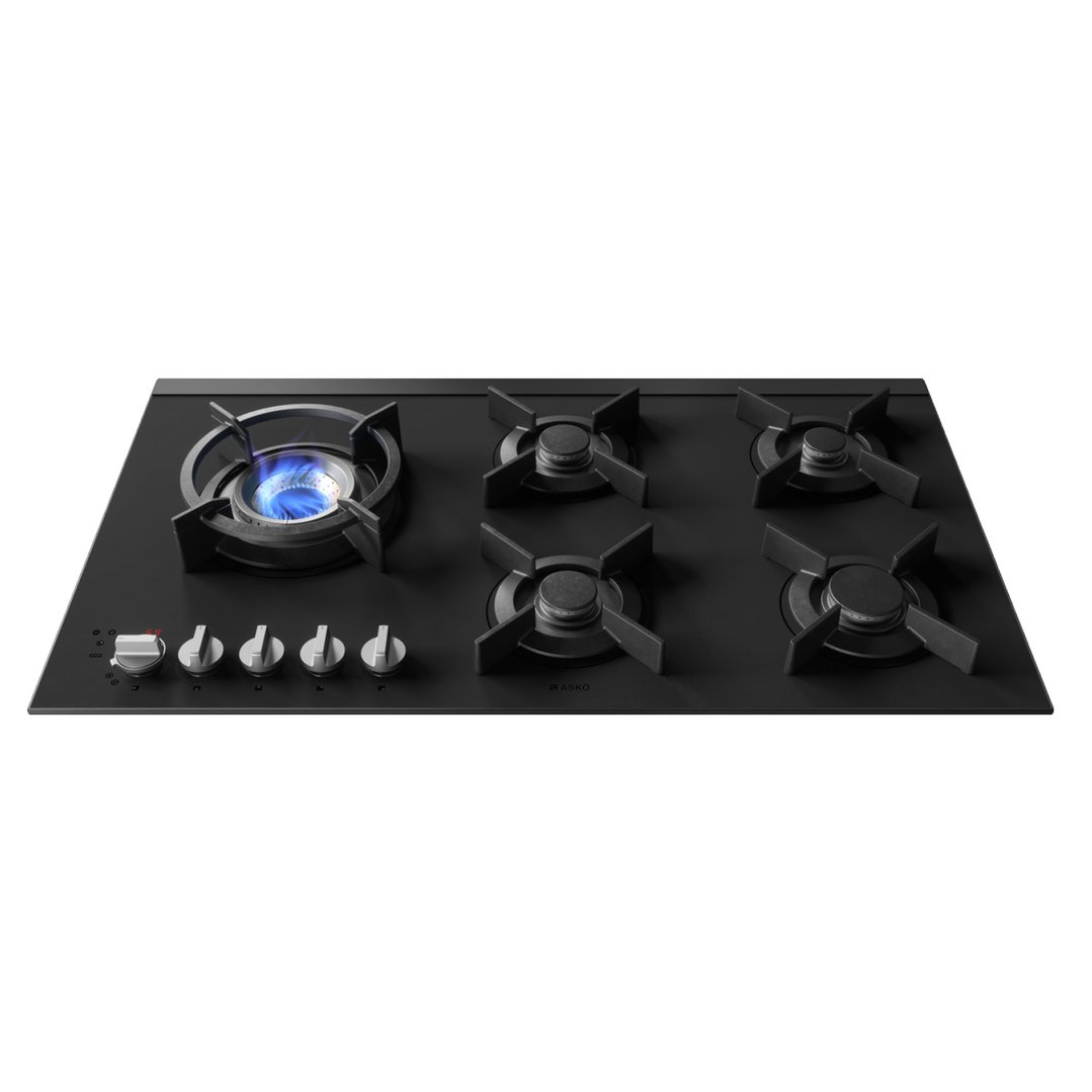 Asko 90cm Hob Gas 5 Burner Volcano Cooktop Matte Black HG8954MGD1
