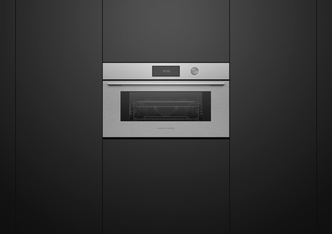 Fisher & Paykel 76cm Series 9, Contemporary Compact Combi-Steam Oven, Brushed Silver Glass OS76NCUDX3