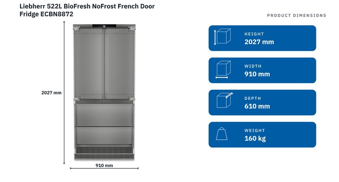 Liebherr 522L BioFresh NoFrost French Door Fridge ECBN8872