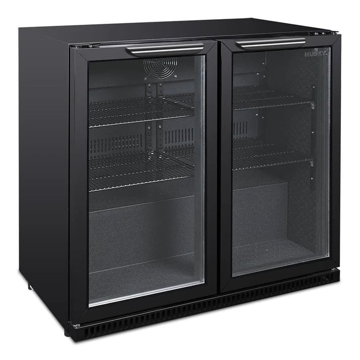 Husky 203L Double Door Home Bar Drinks Chiller - Black C2HHMBBKAU