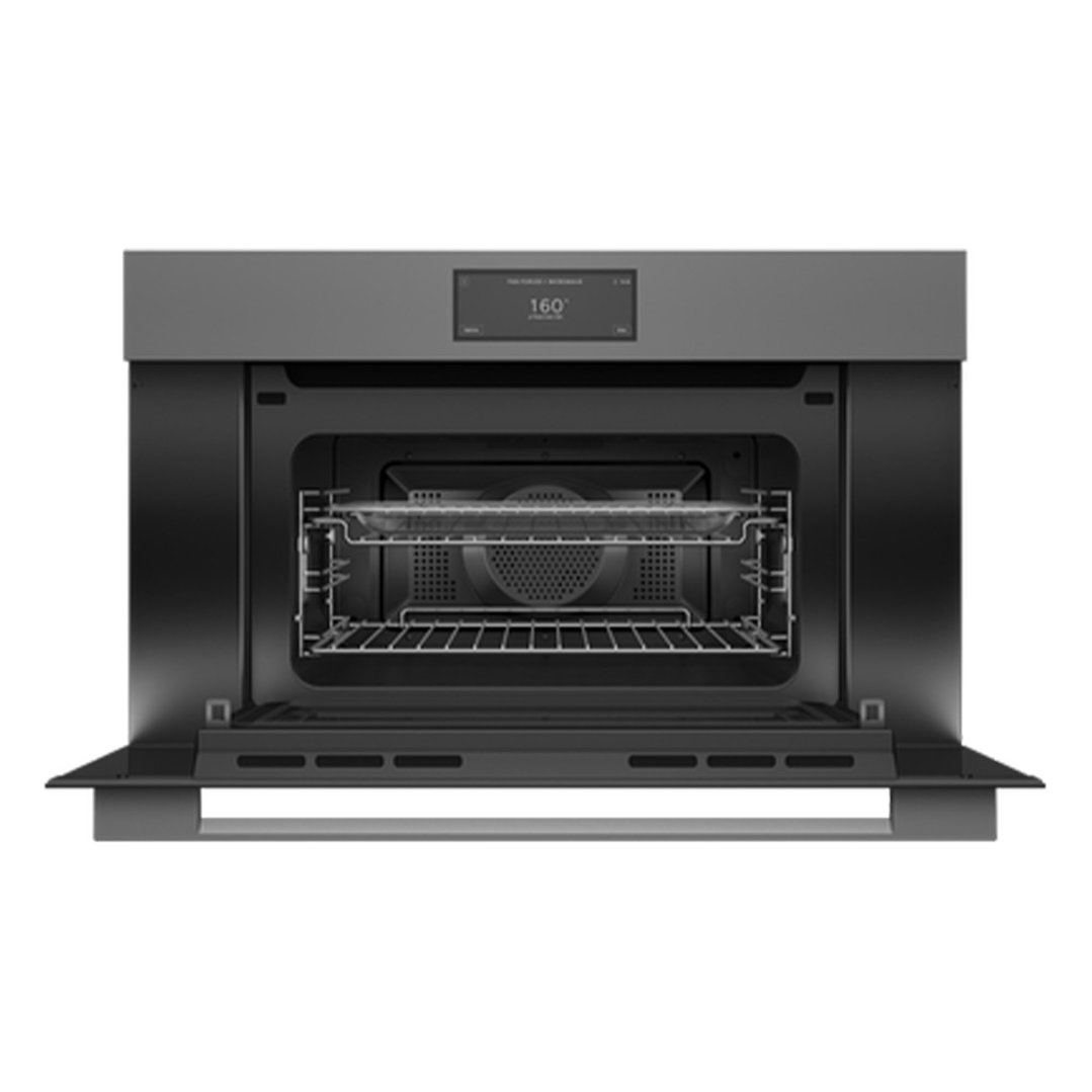 Fisher & Paykel 76cm Series 9, Minimal Compact Combi-Microwave Oven, Grey Glass OM76NMUG3