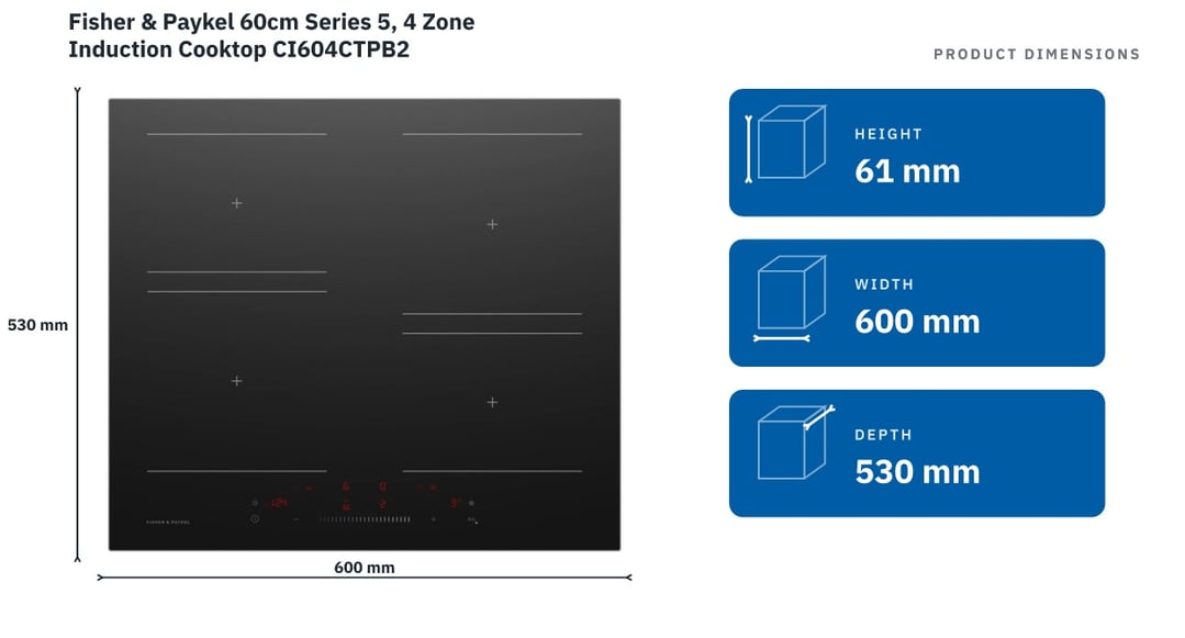 Fisher & Paykel 60cm Series 5, 4 Zone Induction Cooktop CI604CTPB2
