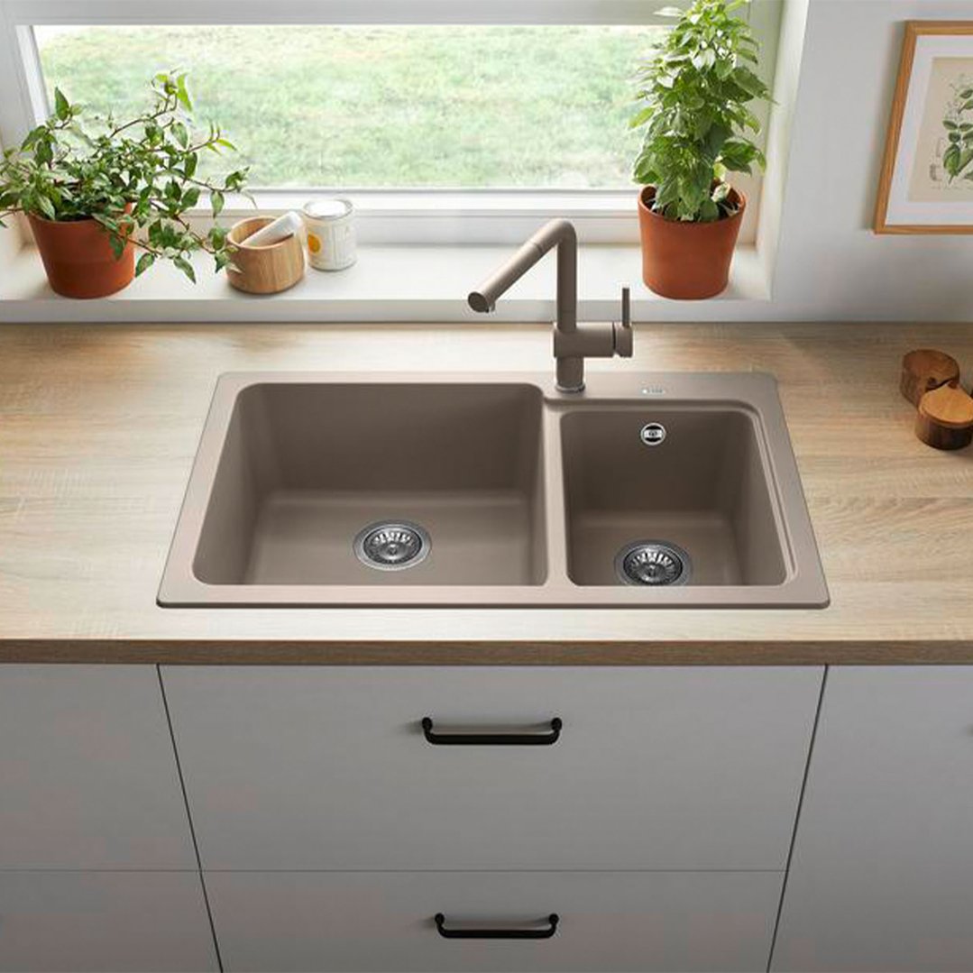 Blanco Elegant 1 1/2 Bowl Sink Rock Grey NAYA8GK5