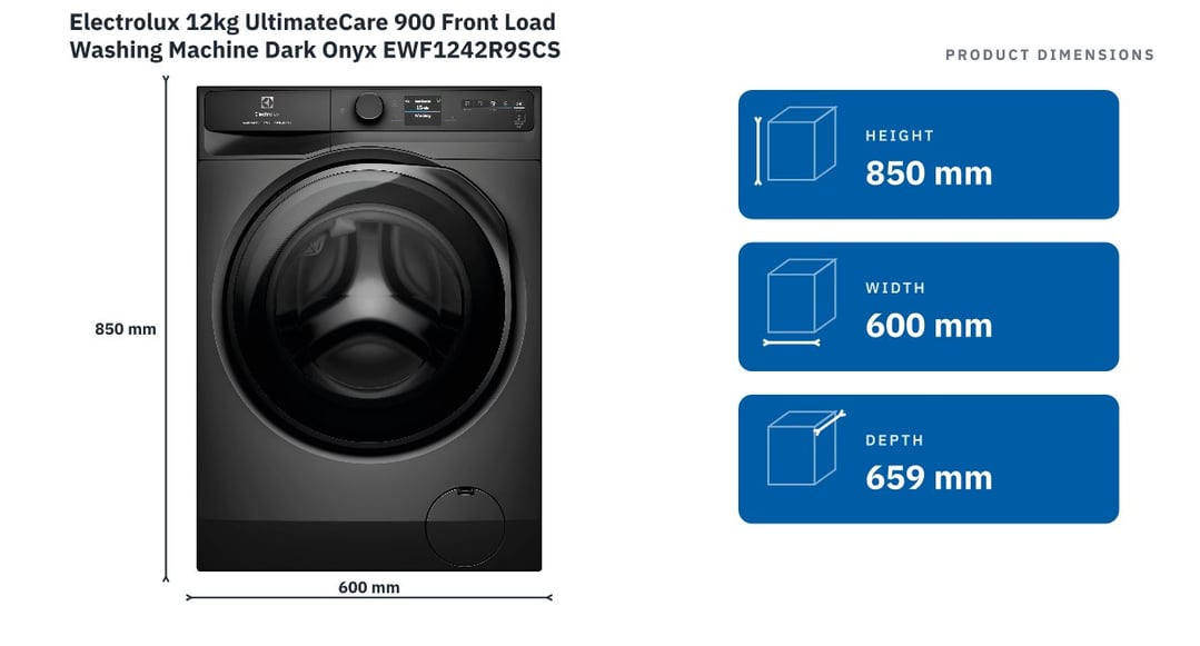 Electrolux 12kg UltimateCare 900 Front Load Washing Machine Dark Onyx EWF1242R9SCS