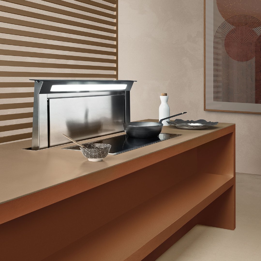 Falmec Downdraft System 90 cm downdraft with in-line motor Black Glass F8DD90B1-IN130