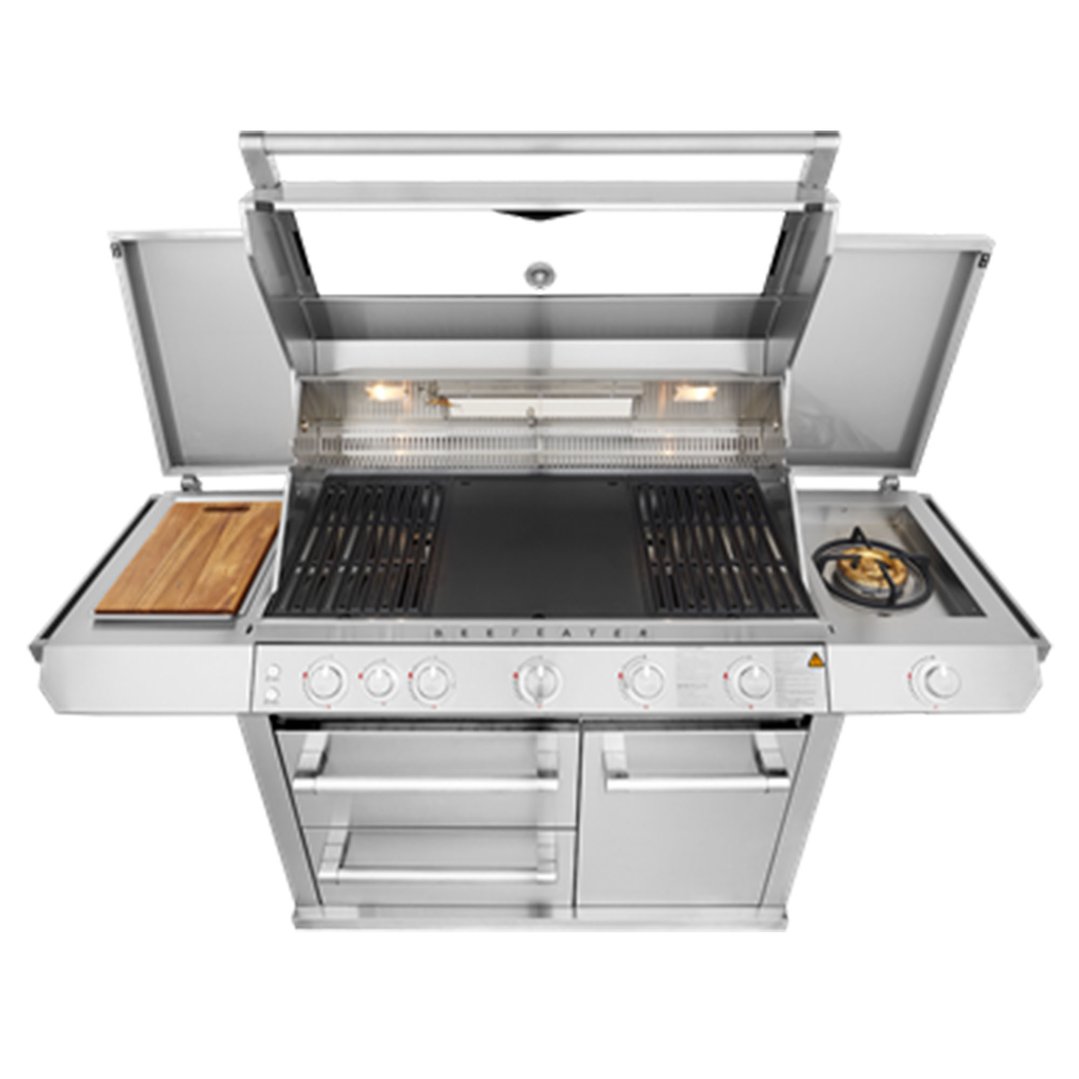 Beefeater 7000 Premium 5 Burner BBQ, Side Burner & Trolley, Stainless Steel BMF7655SA