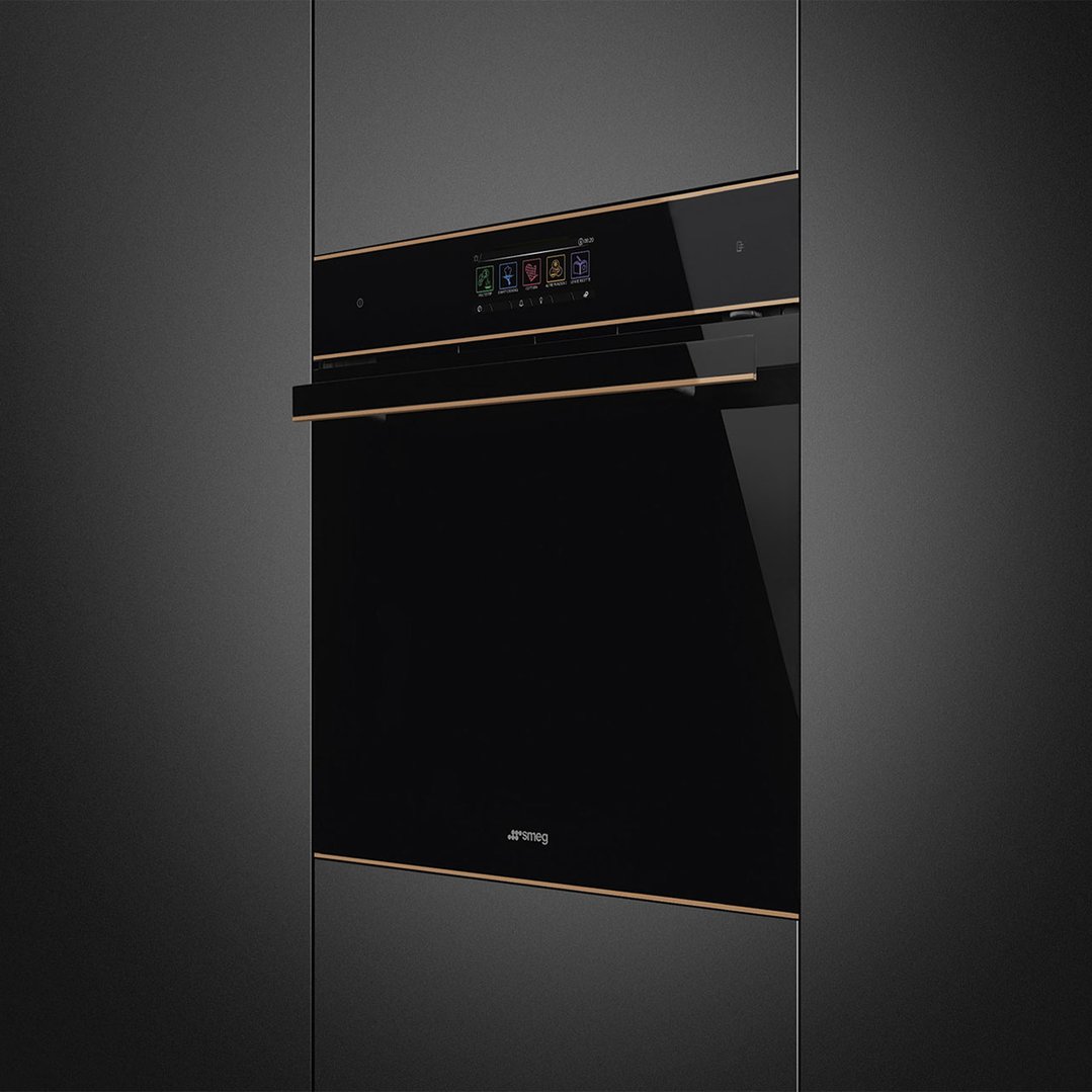 Smeg 60cm Dolce Stil Novo OmniChef Oven - Black Glass with Copper Trim SOA6606WAPNR