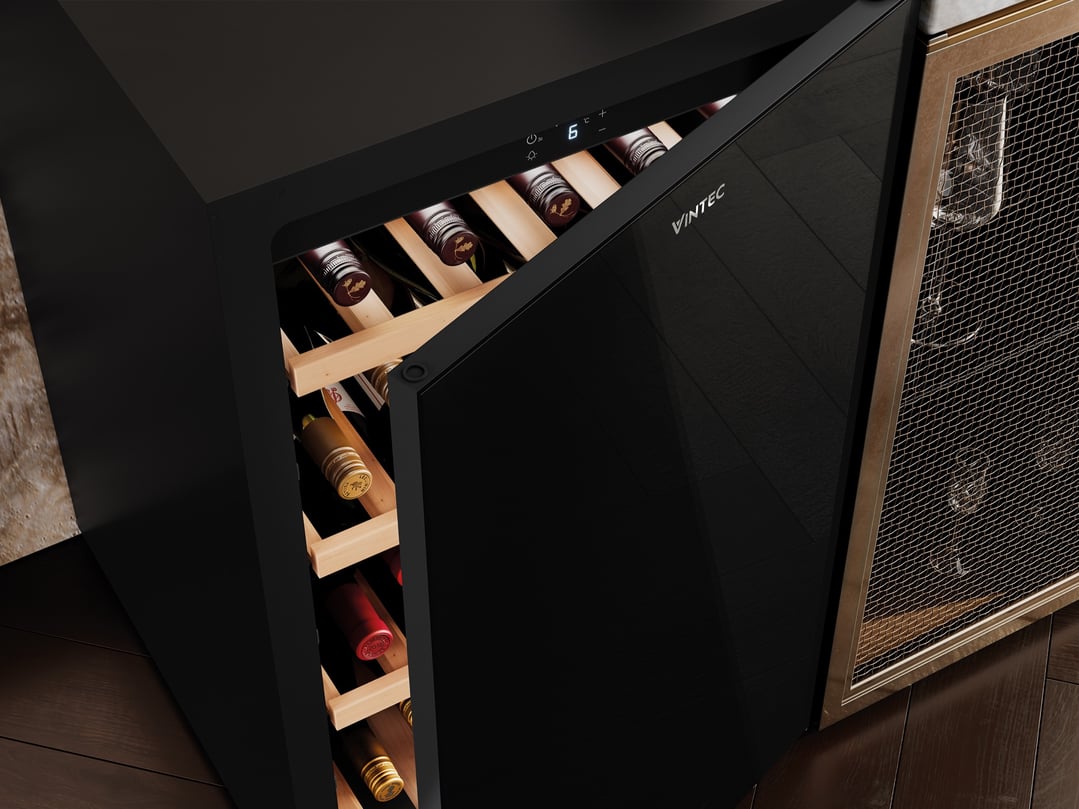 Vintec 35-Bottle Single Zone Black Wine Cabinet VWS830FAS-X