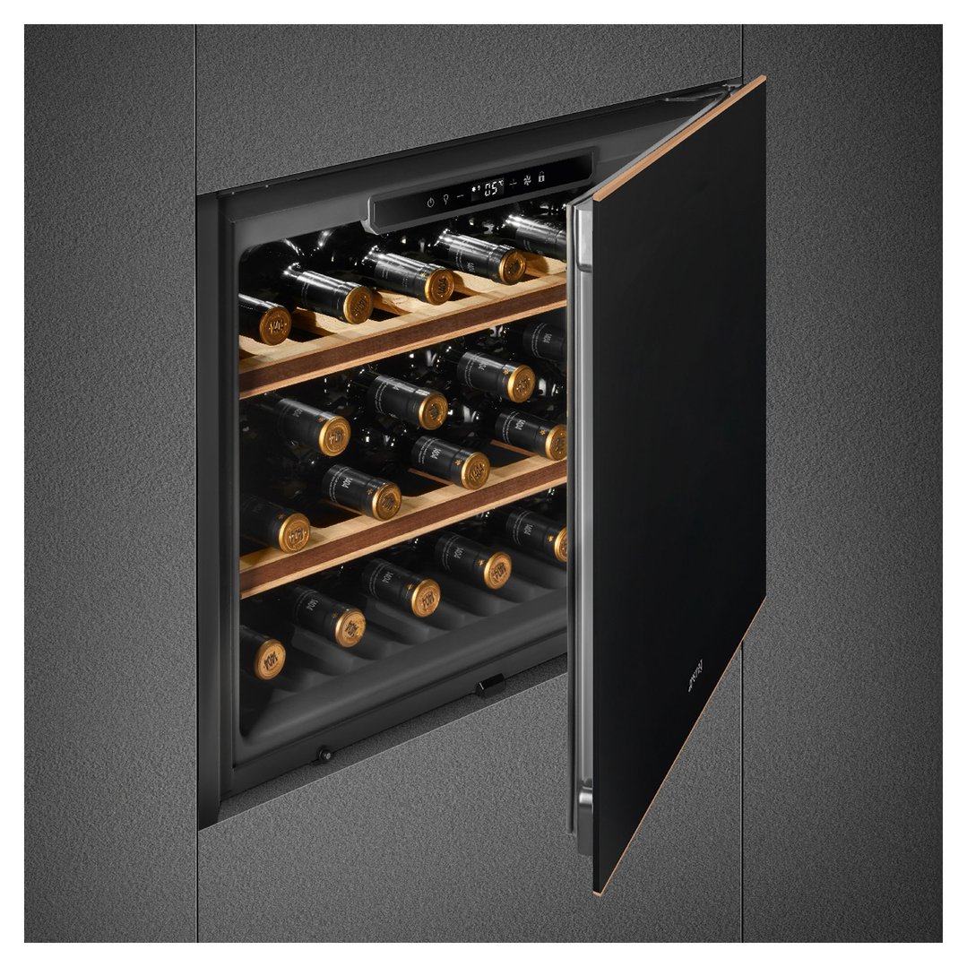 Smeg 45cm Black Dolce Stil Novo Built-In Wine Cooler - 21 Bottles CVI621NR3