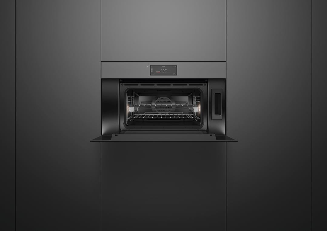 Fisher & Paykel 76cm Series 9, Minimal Handleless Compact Combi-Steam Oven, Grey Glass OS76NMUNG3