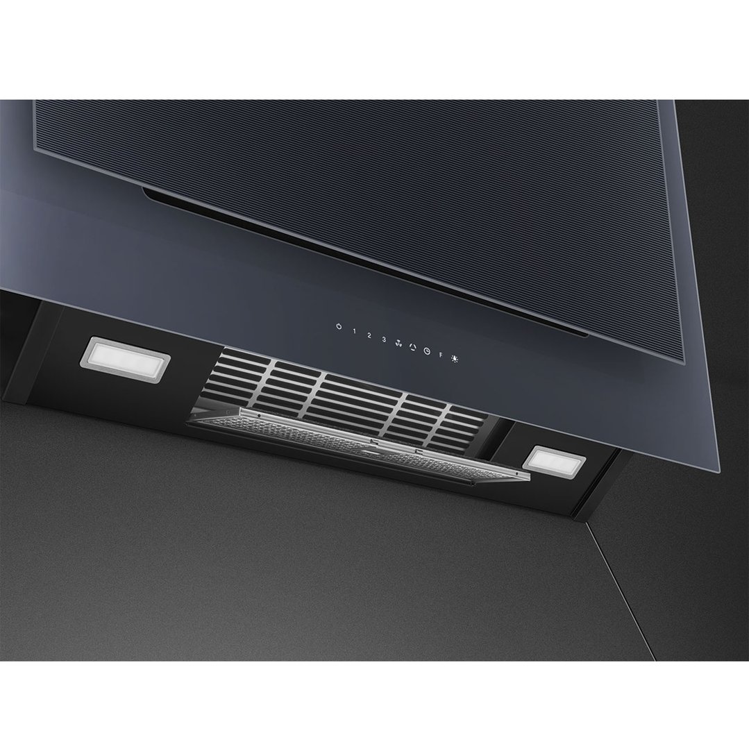Smeg Linea 90cm Vertical Rangehood - Neptune Grey KV194G