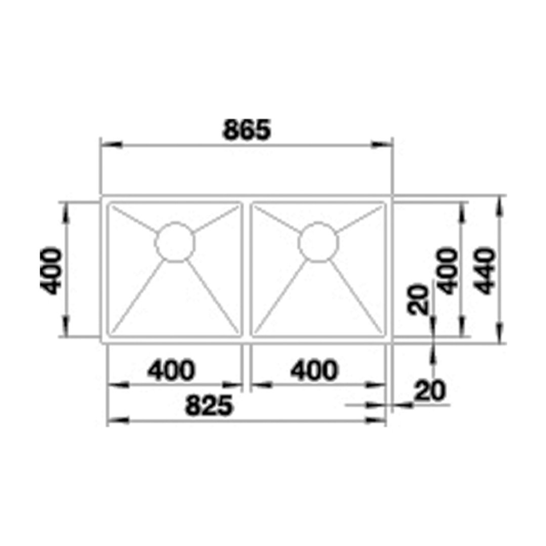 Blanco QUATRUS R15 400/400-IU Sink QUATR154040IUK