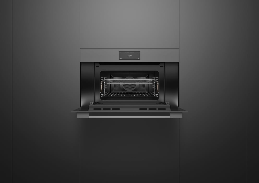 Fisher & Paykel 76cm Series 9, Minimal Compact Combi-Microwave Oven, Grey Glass OM76NMUG3