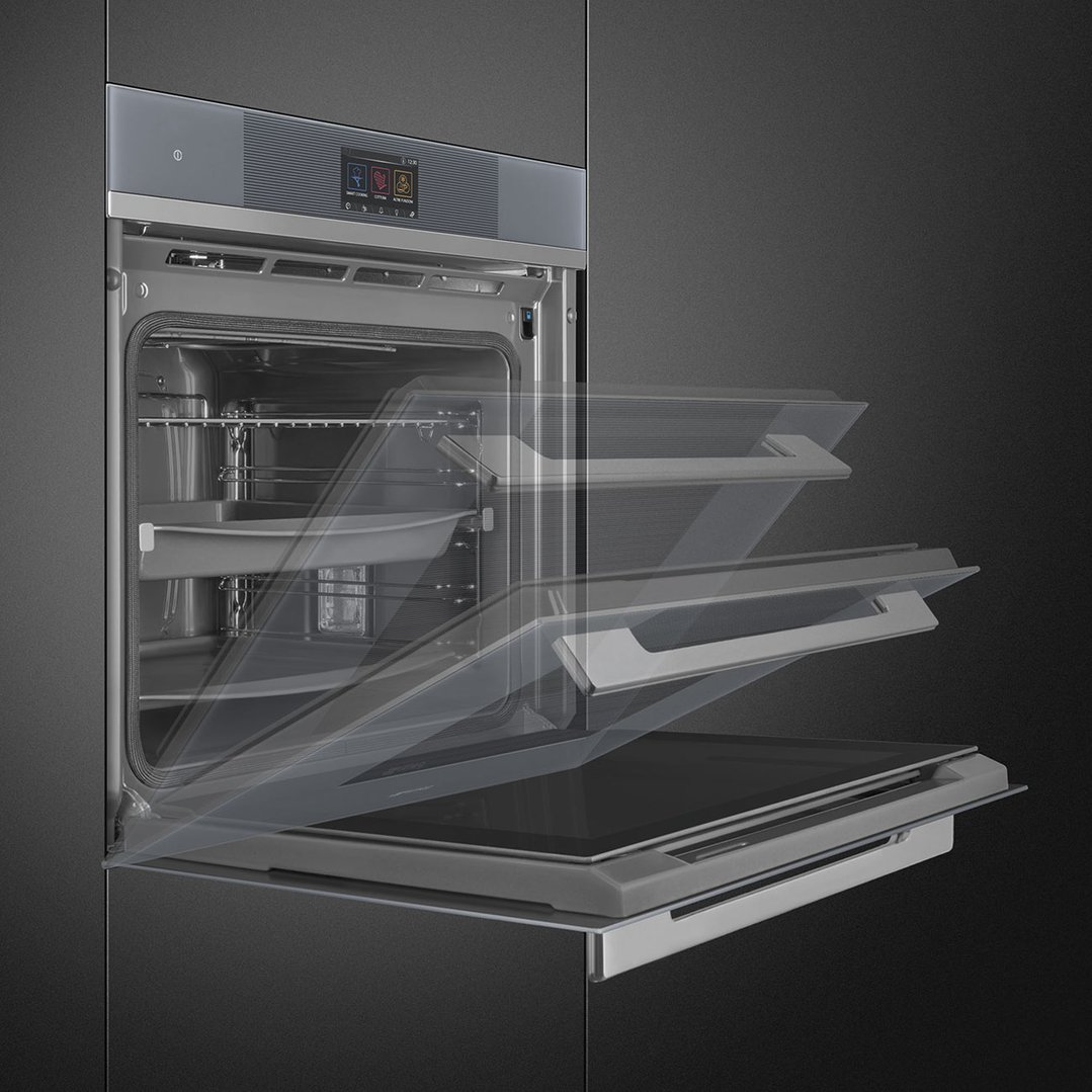 Smeg 60cm Linea Pyro/Steam40 Oven Silver SOPA6104S2PS
