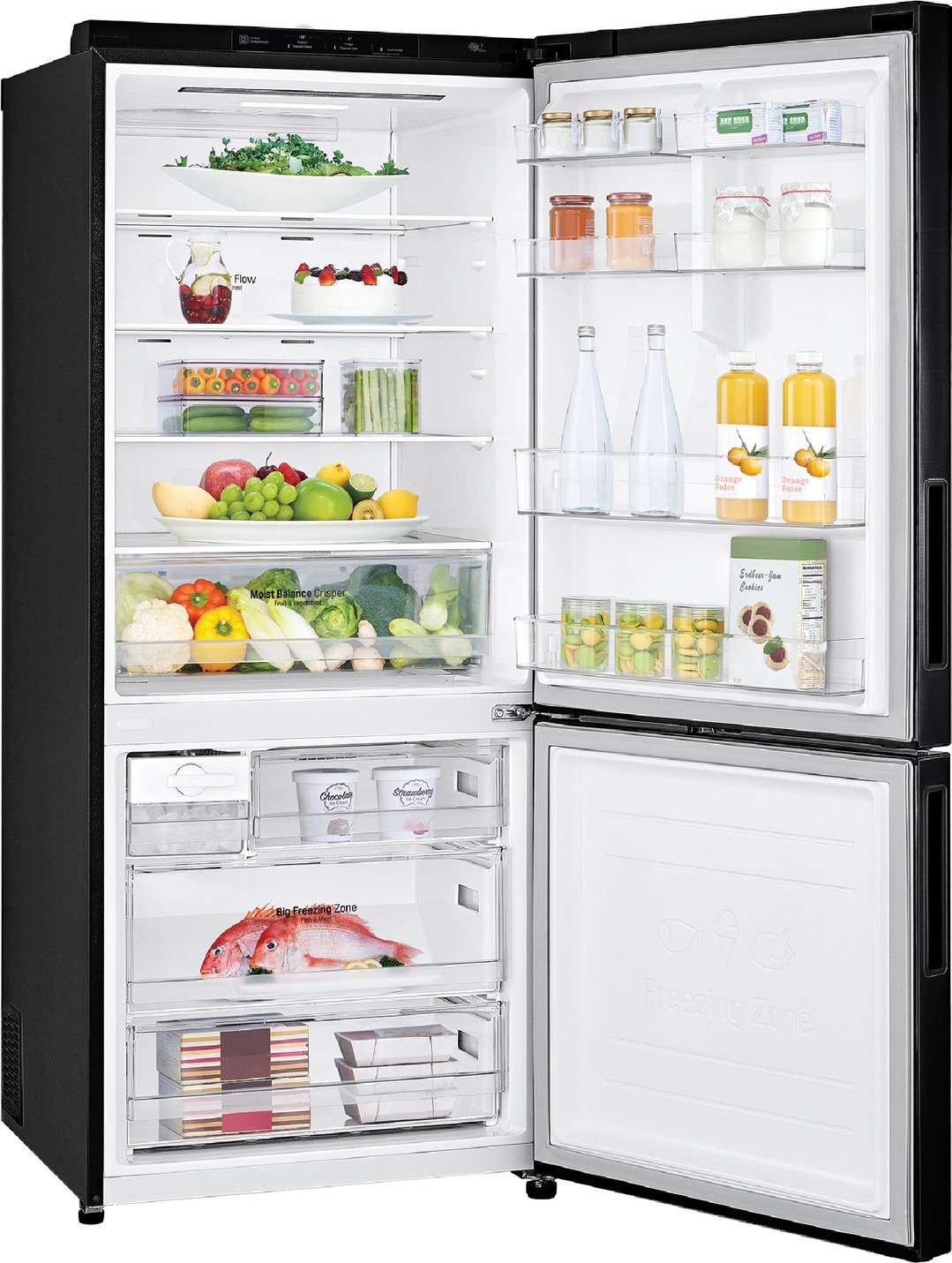 LG 420L Bottom Mount Fridge Black Steel GB455BTL