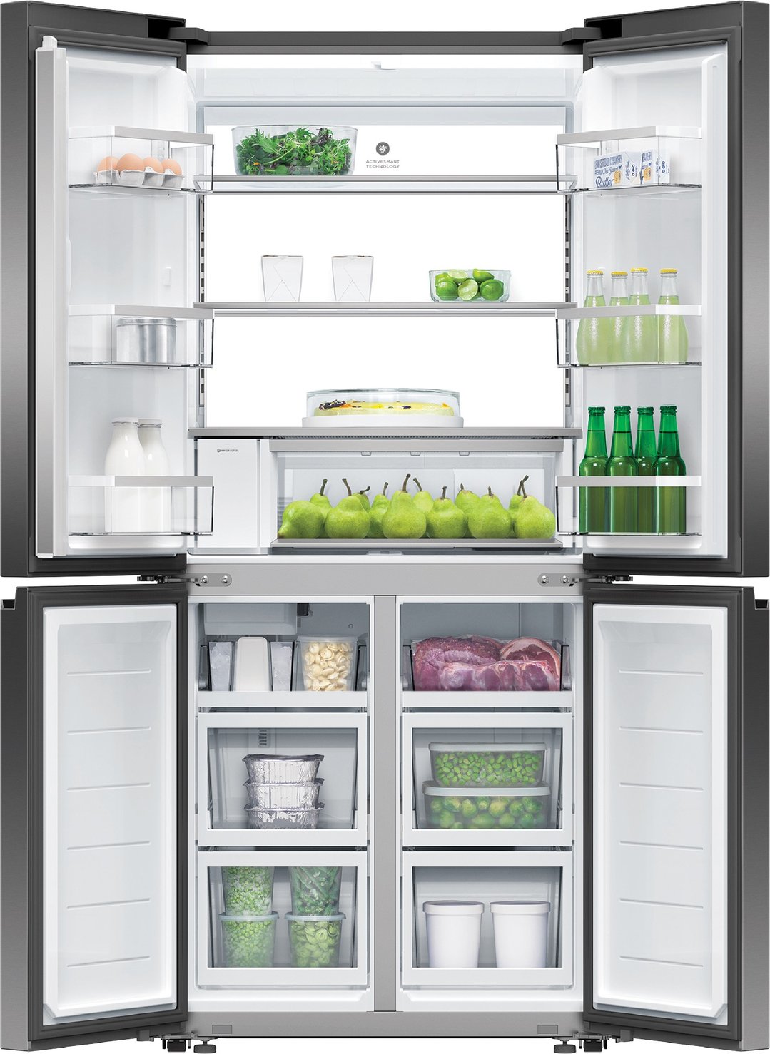 Fisher & Paykel 498L Series 7 Quad Door Refrigerator Freezer, Ice & Water RF500QNUB1