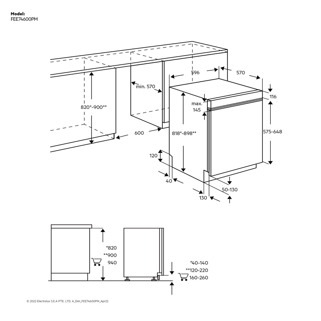 AEG 60cm Semi-integrated Dishwasher FEE74600PM