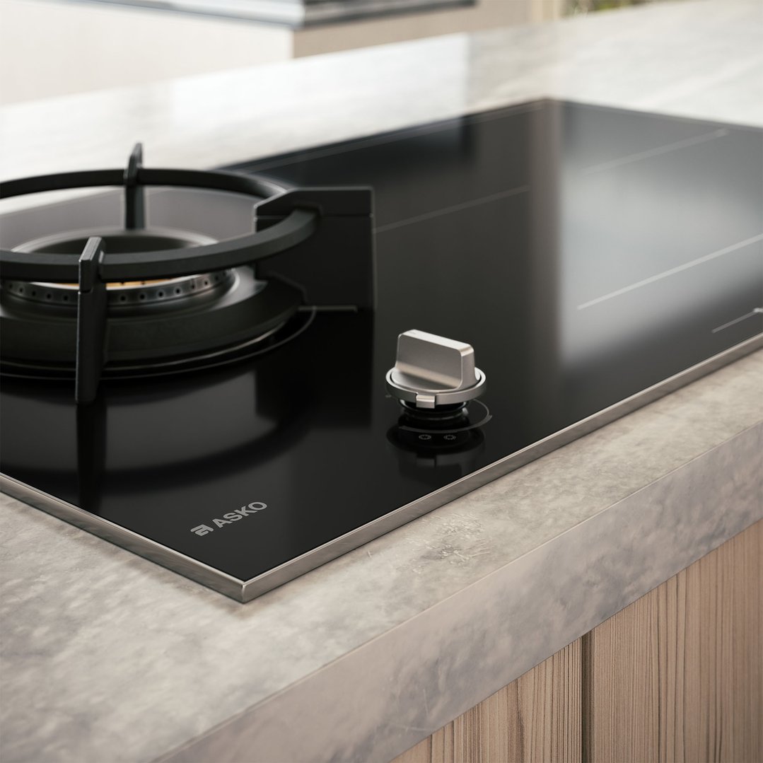 Asko 90cm Duo Fusion Combined Gas & Induction Cooktop - Black HIG89524BGD1