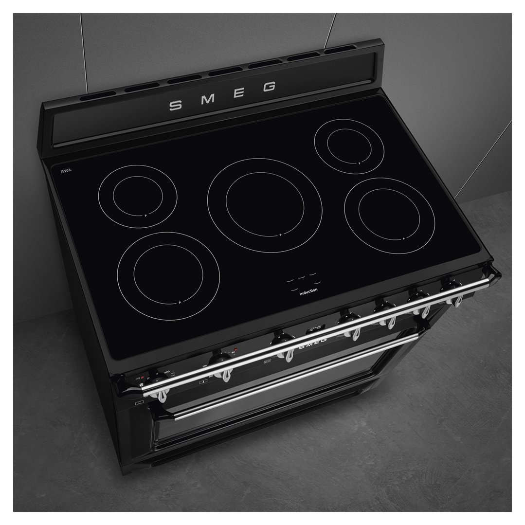 Smeg 90cm Victoria Aesthetic Cooker with Induction Hob Black TR90IPBL