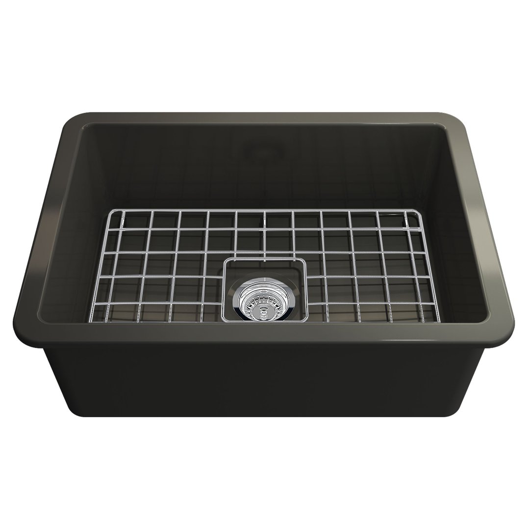 Turner Hastings Cuisine 68x48 Inset / Undermount Fireclay Sink Matte Black with Overflow CU68FS-MB-OF