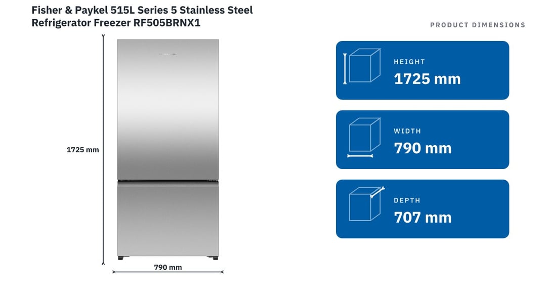 Fisher & Paykel 515L Series 5 Stainless Steel Refrigerator Freezer RF505BRNX1