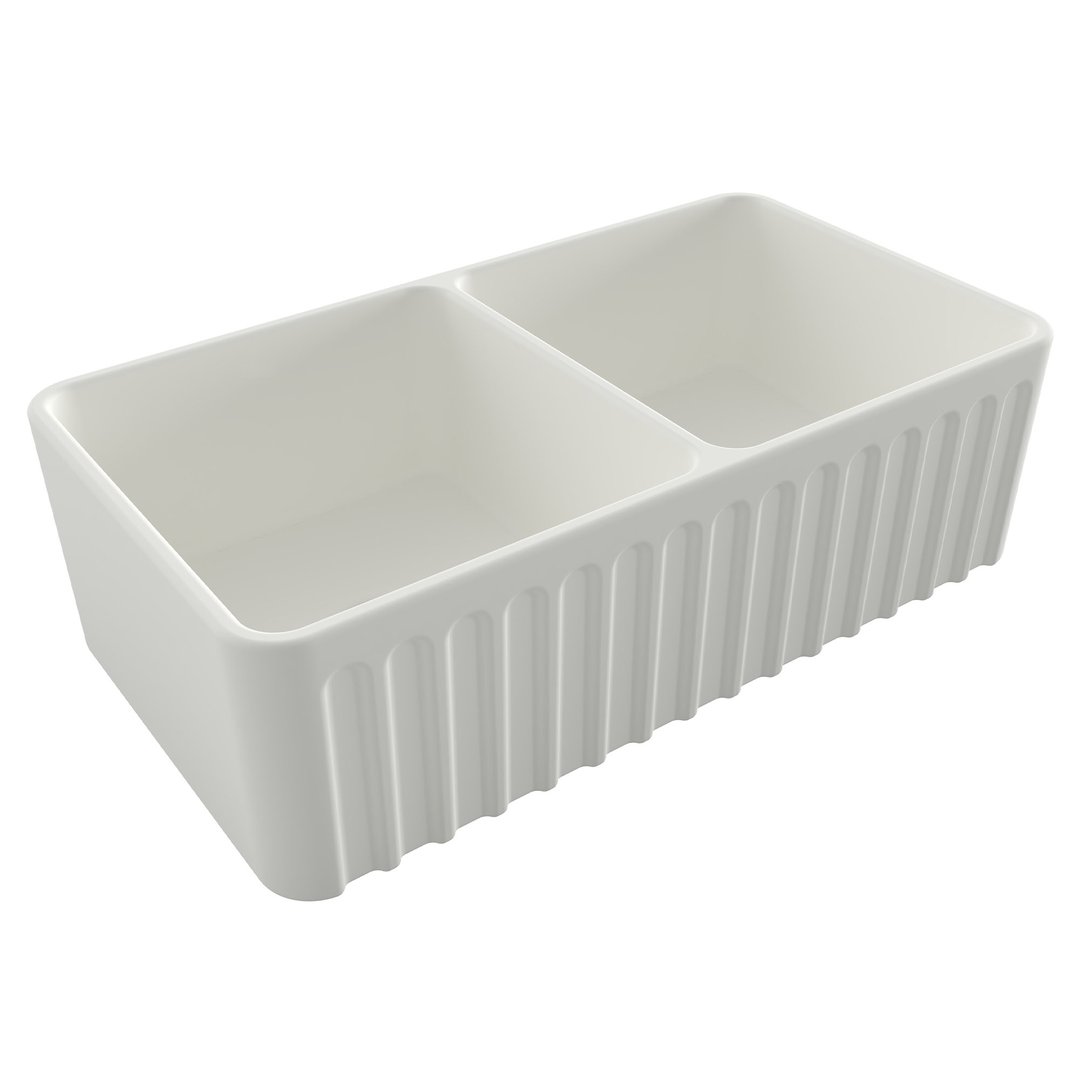 Turner Hastings Novi 85x46 Double Bowl Fireclay Butler Sink - Matte White NO853FS-MW