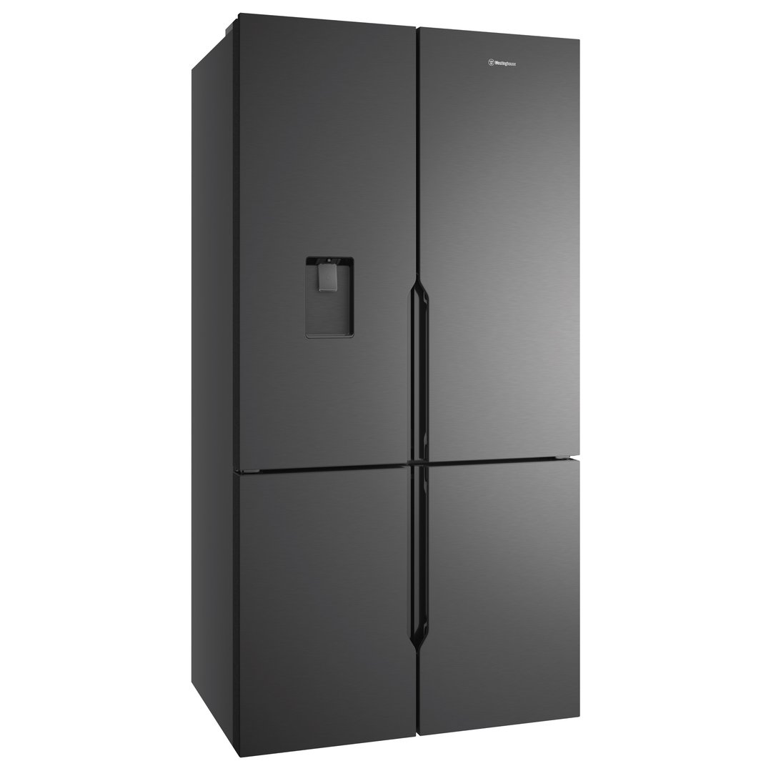 Westinghouse 564L Quad Door Fridge, Matte Charcoal Black with a Non-Plumbed Water Dispenser WQE5760BB