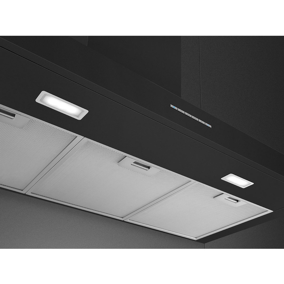 Smeg 90cm T Shaped Canopy Rangehood Black Gloss KBTAU900NE Signature