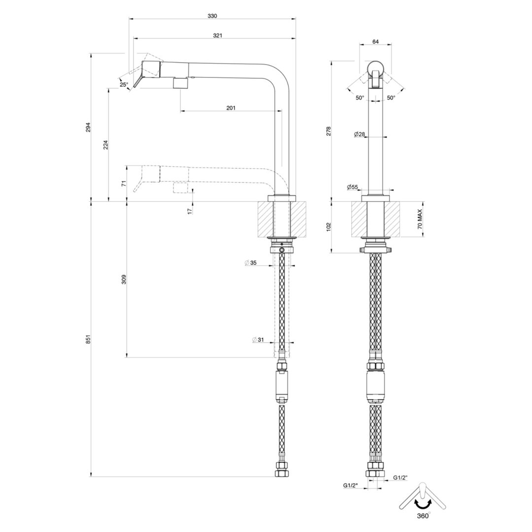 GESSI SU&GIU Underwindow Finox Brushed Nickel 60071-149