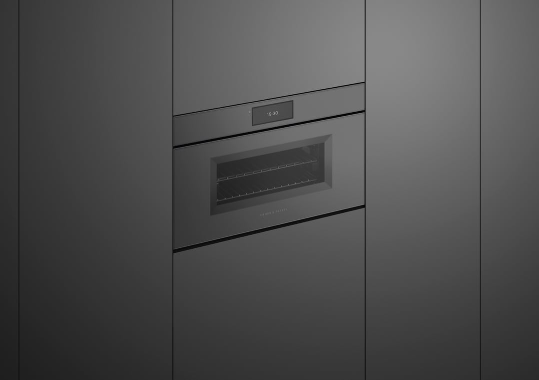 Fisher & Paykel 76cm Series 9, Minimal Handleless Compact Combi-Steam Oven, Grey Glass OS76NMUNG3