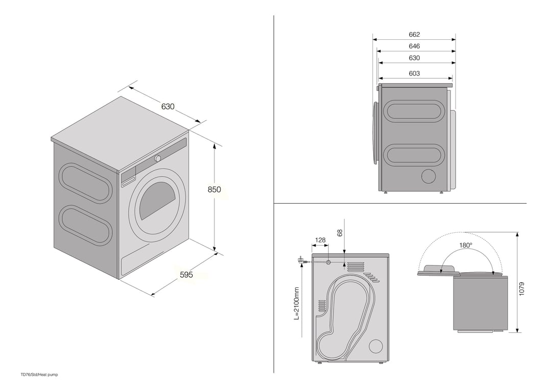 Asko 9kg Style Heat Pump Dryer - Graphite Black T509HPGAU