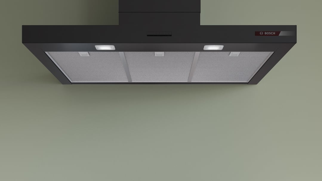 Bosch Series 4, 90cm Wall-Mounted Canopy Rangehood, Matte Black DWB95CC60A