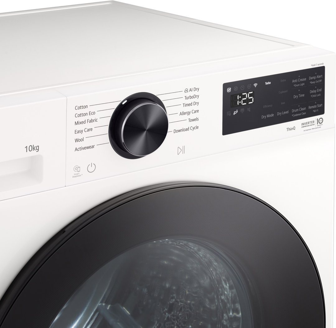 LG 10kg Series 3 AI Heat Pump Dryer - White DXH3-10W