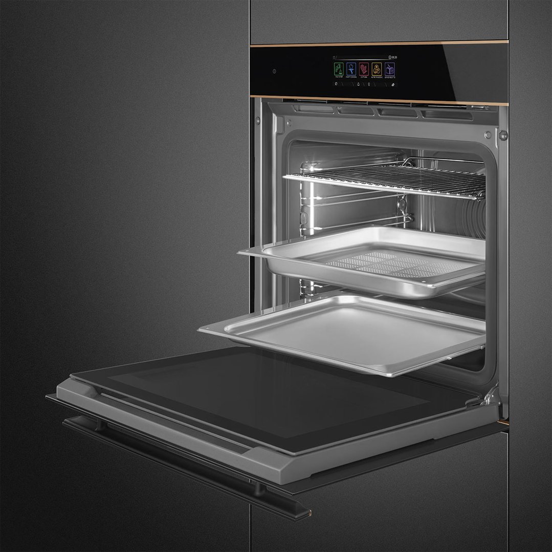 Smeg 60cm Dolce Stil Novo Steam100 Pro, Black Glass SOA6606S4PNR
