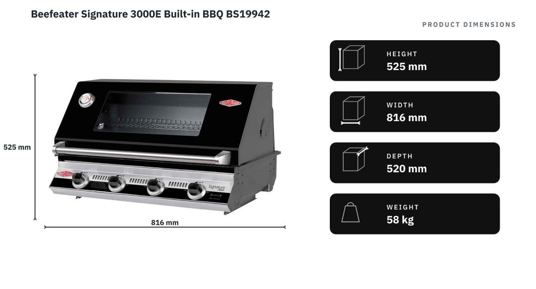 Beefeater Signature 3000E Built-in BBQ BS19942 — product dimensions