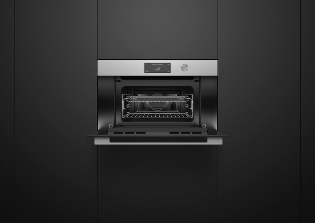 Fisher & Paykel 76cm Series 9, Contemporary Compact Combi-Steam Oven, Brushed Silver Glass OS76NCUDX3