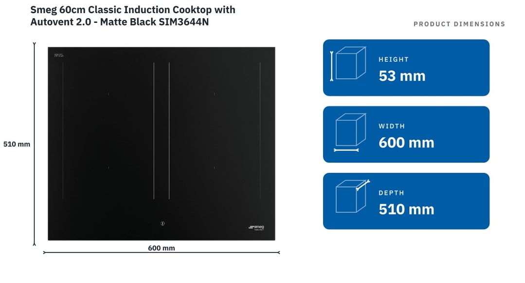 Smeg 60cm Classic Induction Cooktop with Autovent 2.0 - Matte Black SIM3644N