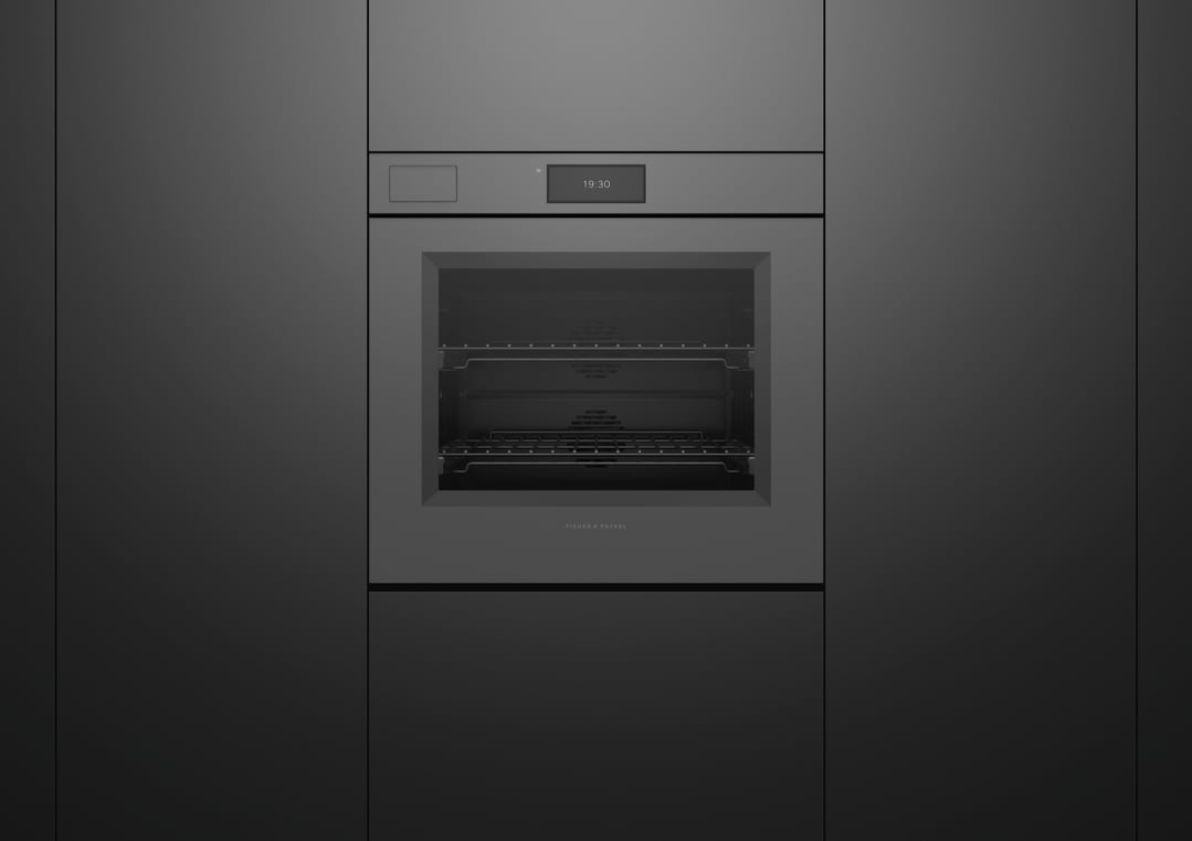Fisher & Paykel 76cm Series 11, Minimal Handleless Pyrolytic Steam Assist Oven, Grey Glass OB76SMPSUNG3