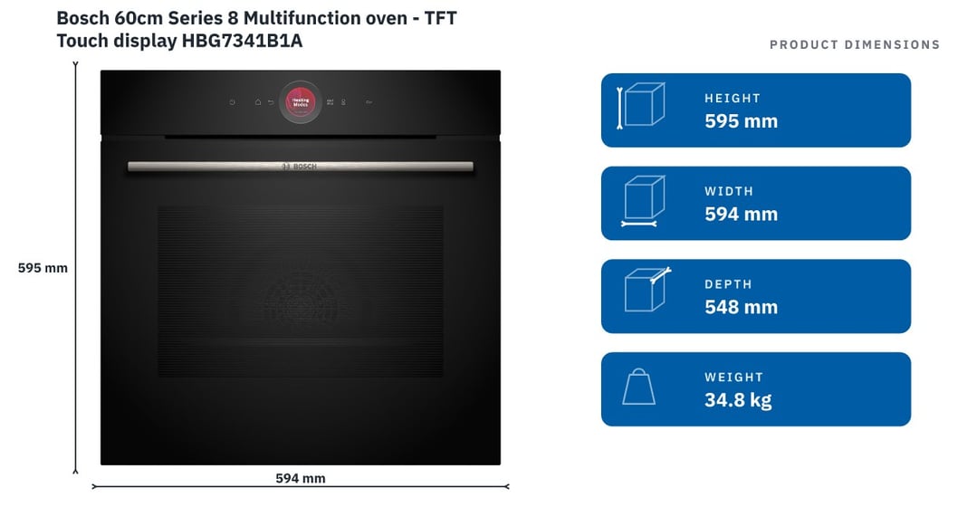 Bosch 60cm Series 8 Multifunction oven - TFT Touch display HBG7341B1A