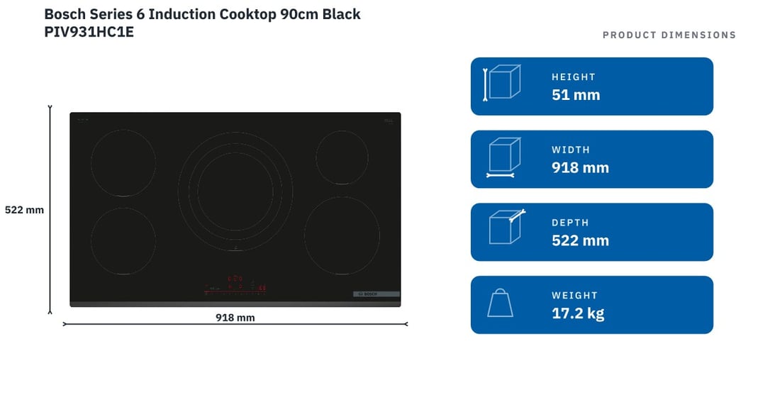 Bosch Series 6 Induction Cooktop 90cm Black PIV931HC1E