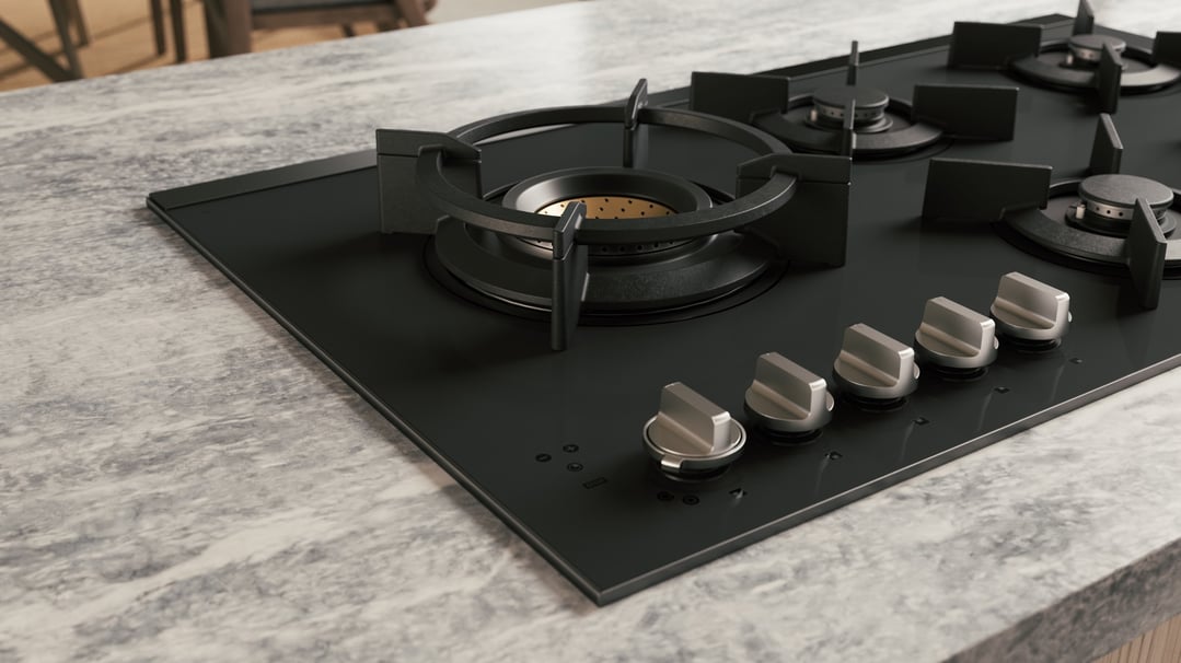 Asko 90cm Hob Gas 5 Burner Volcano Cooktop Matte Black HG8954MGD1