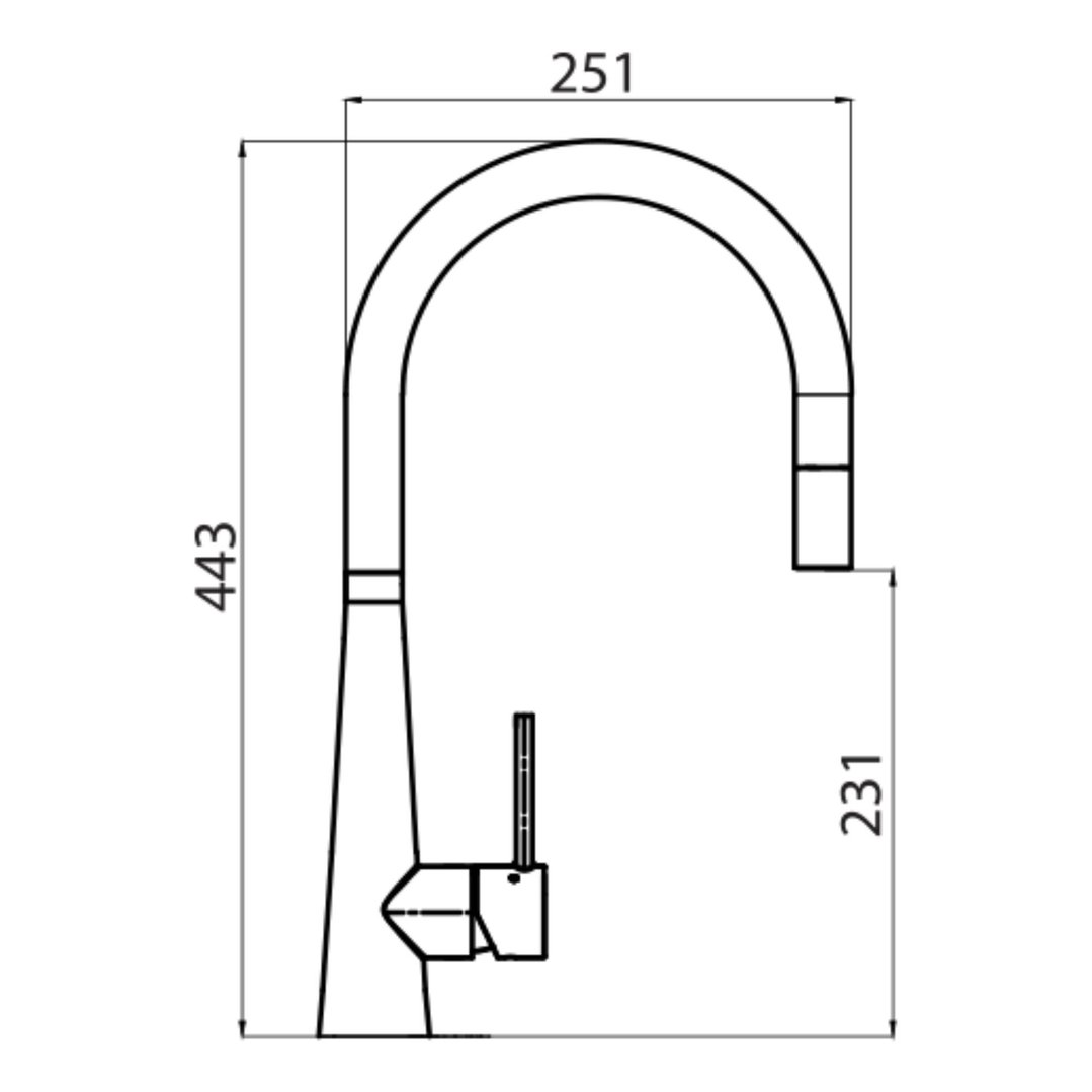 Oliveri Essente 316 Stainless Steel Goose Neck Pull Out Mixer - Gunmetal SS31625-GM
