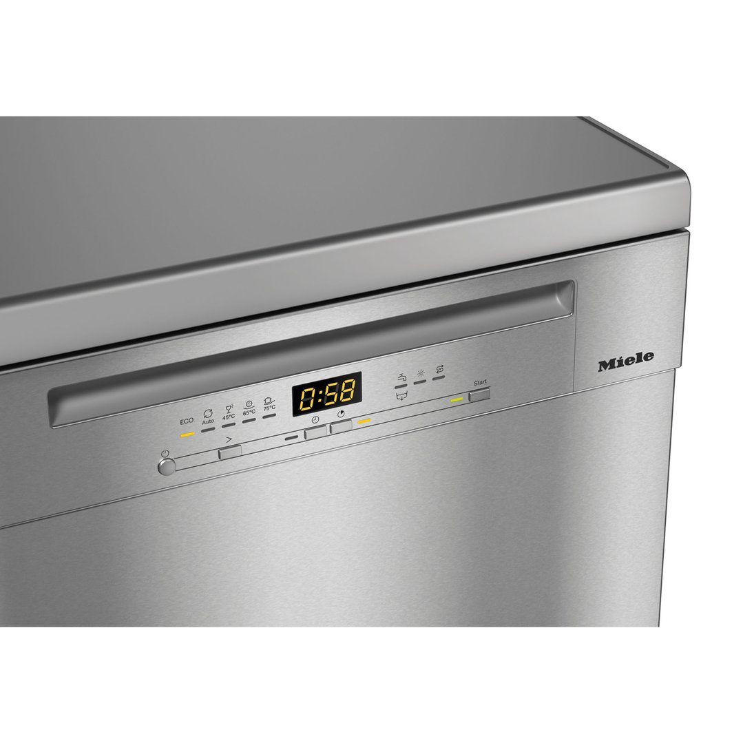 Miele 60cm Freestanding Dishwasher with QuickPowerWash and AutoOpen Drying CleanSteel G5210SCCLST